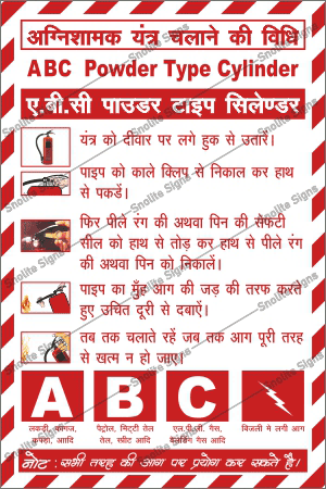 ABC Type Fire Extinguisher Sign Board in Hindi Fire Safety Signages