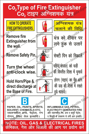Co2 Fire Extinguisher Sign in Hindi & English, Fire Safety sign board