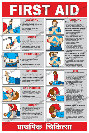 First aid industrial poster, First aid chart, First aid signage, First aid sign board, First aid poster
