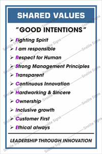 office Core Values Poster, Shared Values Poster, Workplace Good intentions Poster