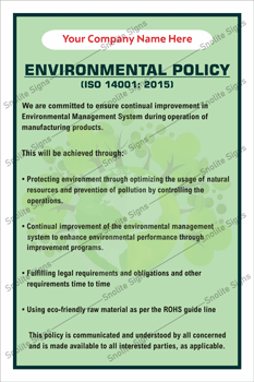 Workplace Environment Policy Poster in Hindi & English, Factory Environment Policy Sign Board