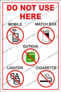 No Mobile Phone Allowed Sign Board, No Tobacco, No Gutkha, No Smoking Prohibition Hindi Signage For Factory office 