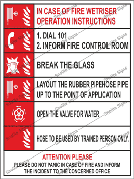 Operating Fire Hose Pipe instruction Poster Sign Board, Fire Hose Reel Operation instructions Sign