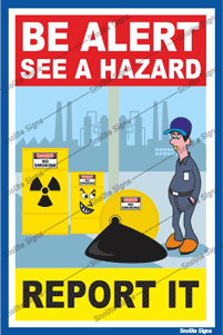 Report Hazards Safety Poster, Report Hazards Immediately Laminated Chart & Poster,  Remind To Report Hazards Signage