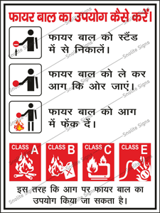How To Use Fire Ball Sign Board, Fire Ball Fire Safety Signage, How To Operate Automatic Fire Extinguisher Ball Poster in Hindi
