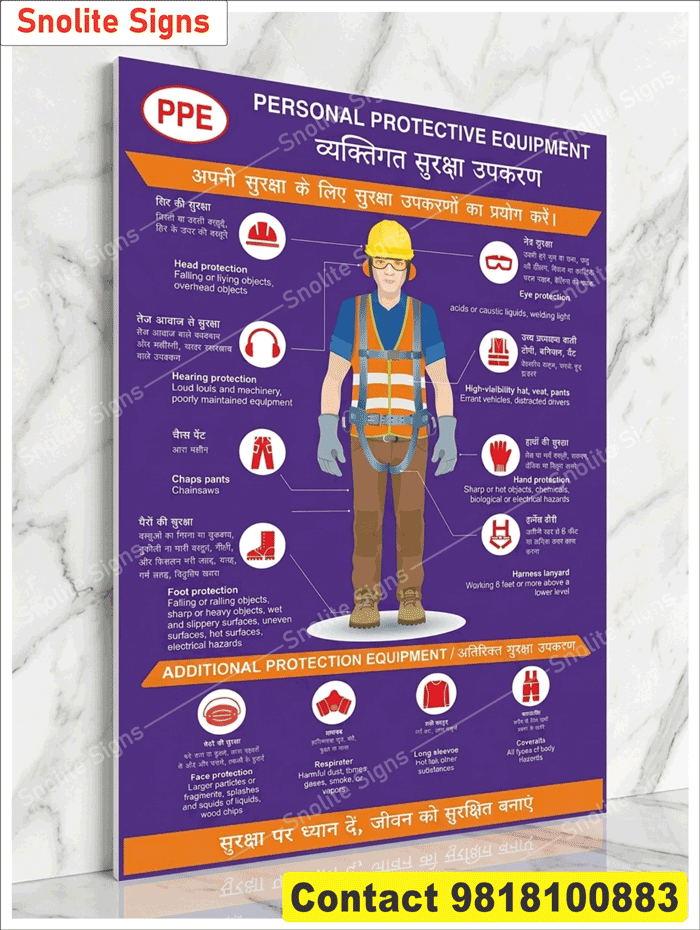 Wear PPE Poster Safety Poster in Hindi, Buy PPE Matrix Sign Board, Buy Ppe Matrix Chart, Buy Ppe Matrix Poster, Hindi Safety Poster, Safety Poster in Hindi, Hindi Safety Chart, Buy Poster for Industrial Safety, Industry Safety Posters