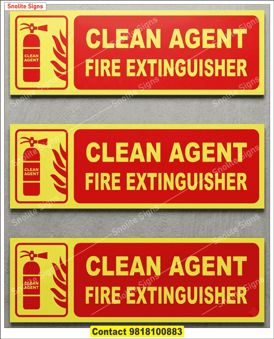 Buy Auto Glow Clean Agent Fire Extinguisher Sign Board in Hindi & English, Glow in the Dark Fire Extinguisher Signage Boards, Buy Clean Agent Fire Extinguisher Signs Online