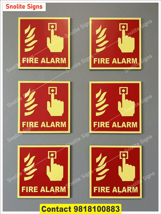 PVC Vinyl sticker Fire Alarm Call Point Symbol, Glow in the Dark Fire Alarm Call Point Sign or Photoluminescent Fire Alarm Signage, Self-Adhesive Vinyl Fire Alarm Stickers, Fire Alarm Call Point Sign Pvc Foam Board
