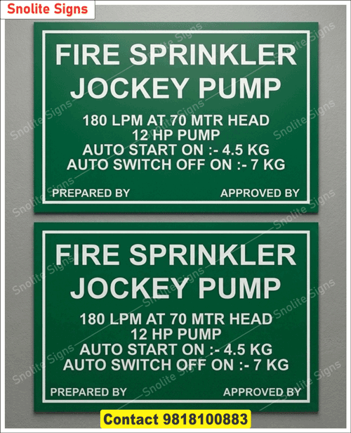 Buy Now Fire Jockey Pump Sign Board, Acrylic Fire Protection Jockey Pump Sign, Fire Sprinkler Main Pump Signage for Industrial Buildings, High-Visibility Fire Pump Room Door Signs, Is 15301 Fire Pump Signage, Reflective Fire Pump Signs