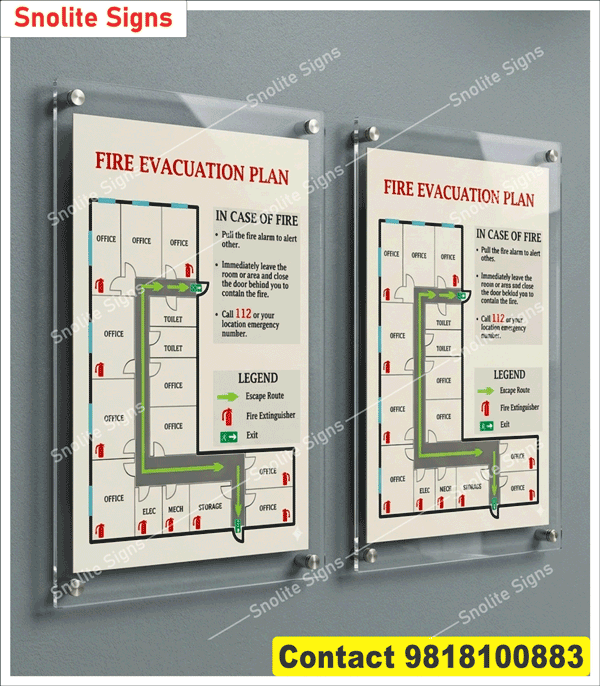 Self Glowing Evacuation Map for Hospital, Customize Glow in Dark Evacuation Map Sign Board, Glow in Dark Fire Safety Signs in Rajasthan, Vinyl Print Photoluminescent Evacuation Plan,