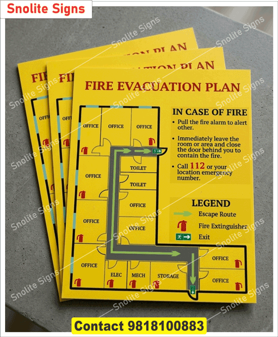 Snolite Offering Rectangular Night Glow Fire Escape Route Map in Delhi Ncr, Glow in Dark Emergency Evacuation Map, Radium Evacuation Floor Map,  photoluminescen Safety Map 3x2 Ft, High-Quality Glow-In-Dark Evacuation Map Signs