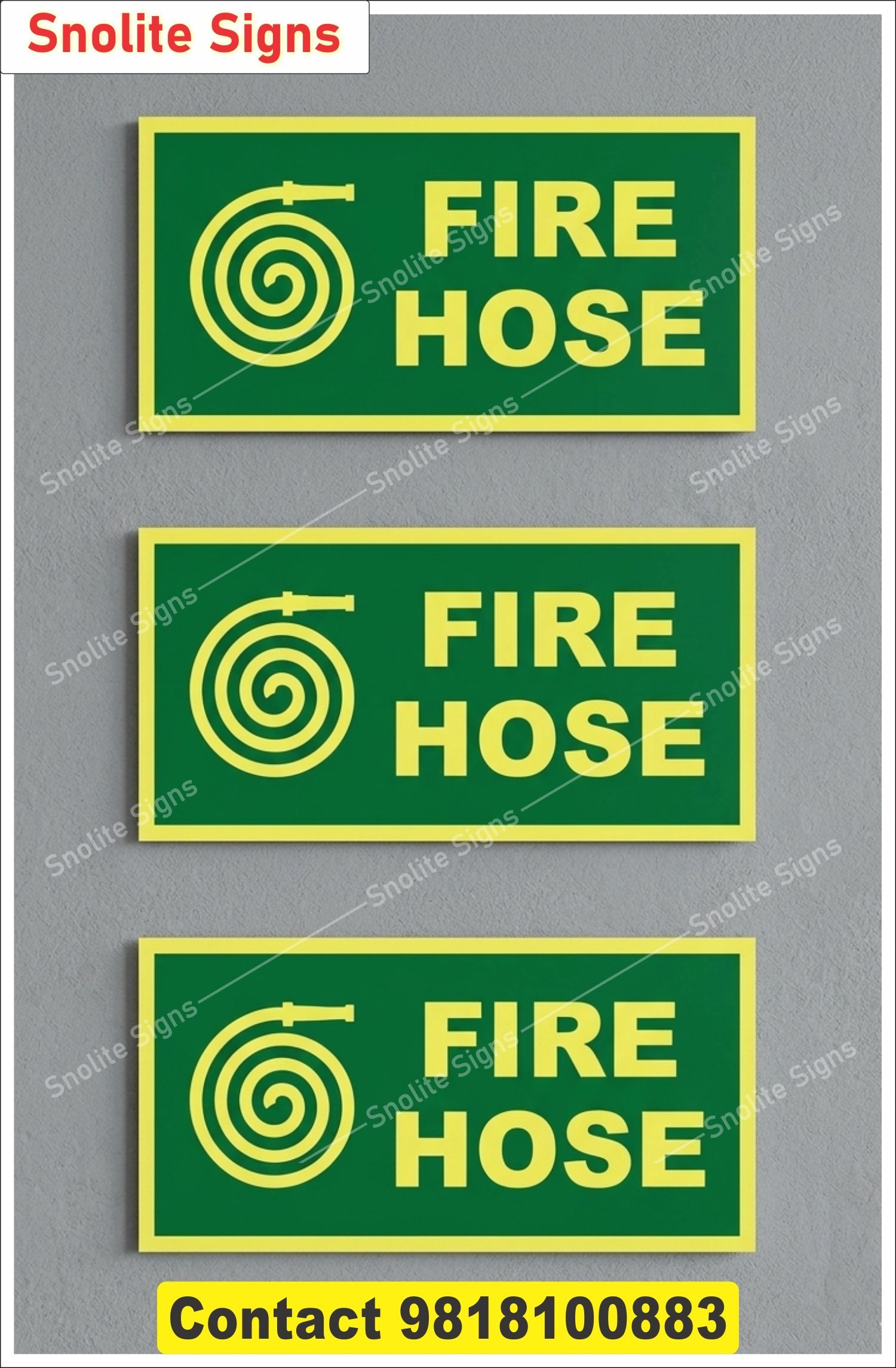 Buy Green Fire Hose Safety Signs | Durable Vinyl Stickers, Fire Hose Sign, Safety Signage, Emergency Labels, Fire Hose Reel Sign | Durable Pvc & Self-Adhesive Vinyl Safety Signage, Glow-In-The-Dark Fire Hose Reel Sign Board