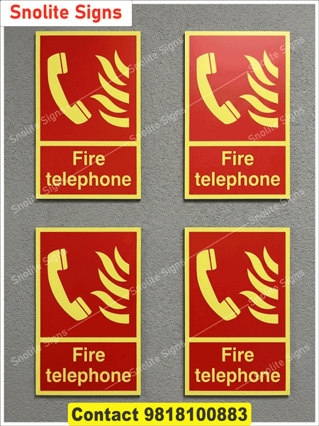 Fire Telephone Safety Sign Sticker, Red and Yellow Fire Phone Signage Board, Emergency Communication Fire Telephone Marker, Self Adhesive Fire Phone Location Stickers