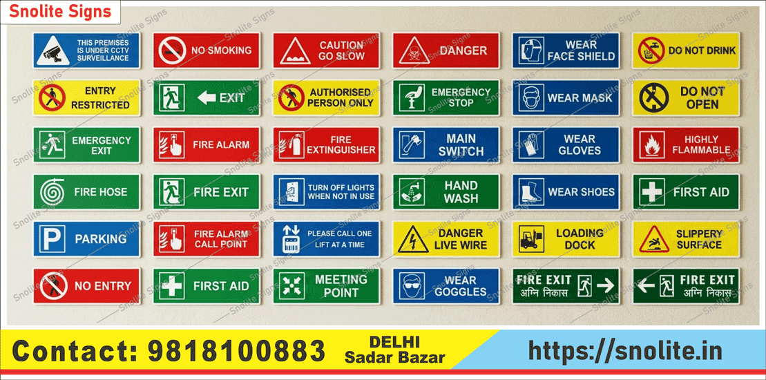 Comprehensive collection of standard industrial safety signs and workplace hazard warning labels, industrial workplace safety signs and symbols, commercial building emergency exit signs, fire extinguisher and hose location signs