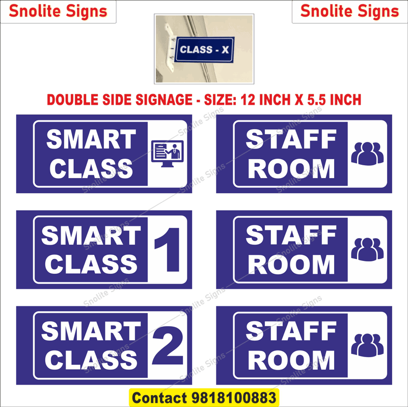 Acrylic Double-Sided School Signs for Smart Class and Staff Rooms Sign Board for School, Acrylic, Acrylic Smart Class Sign Board for Primary Schools, Acrylic Smart Class Sign Board for Primary Schools, School Signage for Nursery to Class 8th Sign