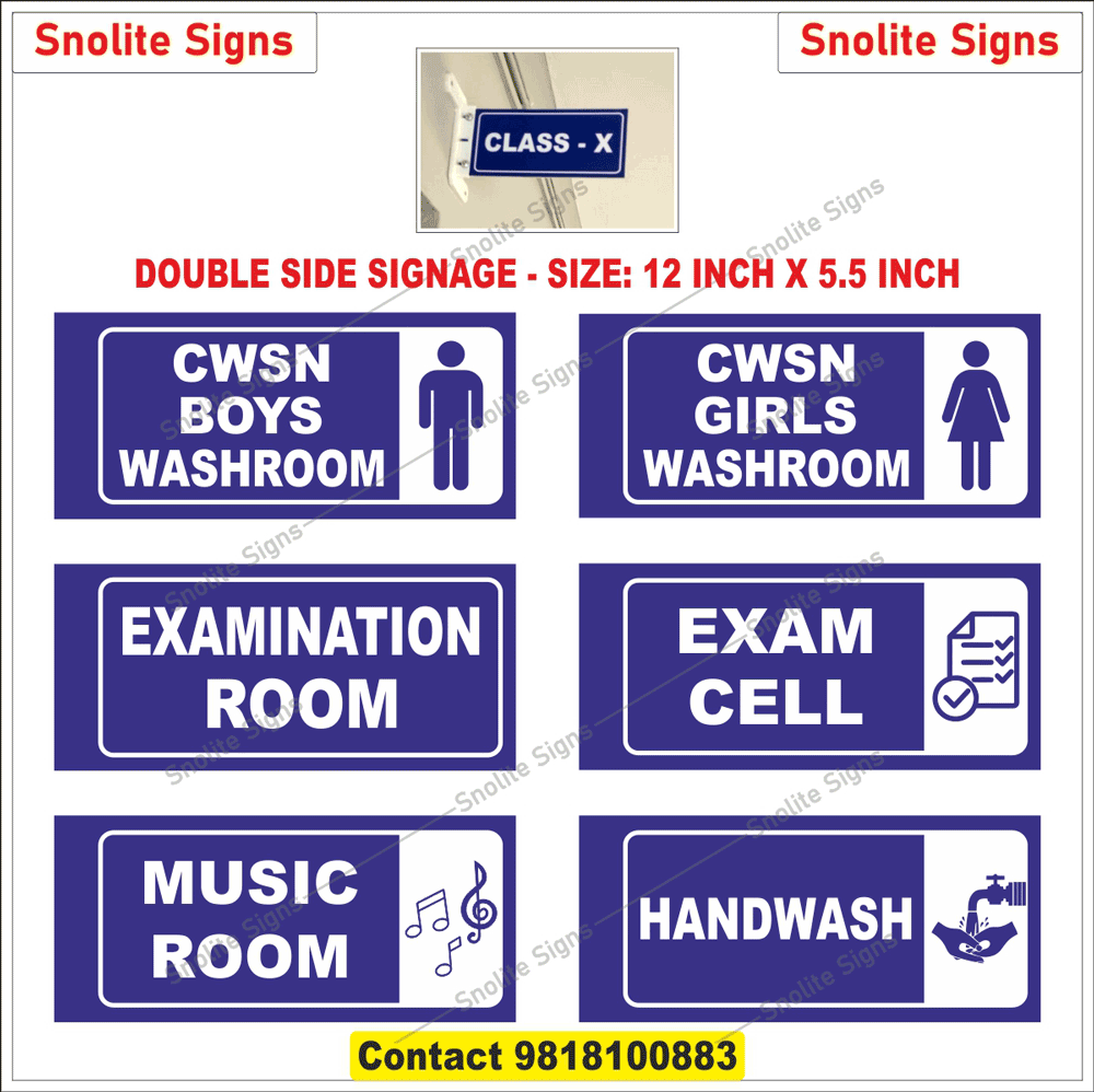Buy Cwsn Boys Washroom Door Braille Sign Board, Cwsn Girls Toilet Sign Board Acrylic, Examination Room Hanging Sign for Schools, Music Room Door Name Plate Design, School Handwash Area Signage Sticker, Directional Signage for School Building