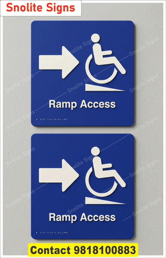 Price Ramp Access Braille Sign, Accessible Ramp Braille Signage, Wheelchair Ramp Braille Signs, Handicap Access Ramp Sign With Braille, Tactile Ramp Access Signs, Accessible Pathway Braille Signage, Tactile Braille Signs for Public Buildings