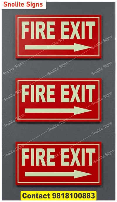 Buy Glow-In-The-Dark Fire Exit Signs | OSHA Compliant Safety Stickers, hop heavy-duty, photoluminescent fire exit signs, Photoluminescent Glow-in-the-Dark Exit Sign, Acrylic Safety Signs, Safety Signs, Aluminum Safety Signs