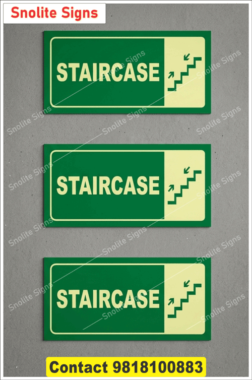 Emergency Exit Staircase Signage - Durable Pvc Board, Glow-In-The-Dark Fire Exit Stairway Sign (12x6 Inch), Buy Fire Safety Exit Sign Board Dealers in Hyderabad Telangana, Emergency Exit Signage, Fire Exit Stairs Sign,