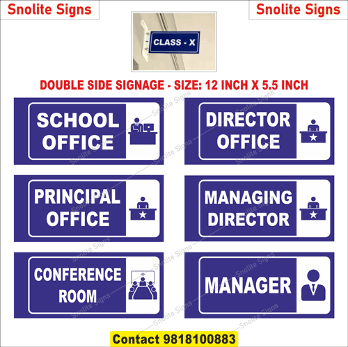 Buy Wall Mounted School Office Sign, School Front Office Sign Board Manufacture, Blue White Principal Office Signage, Vice Principal Office Nameplates,  Director & Managing Director Office Signs Board Near Me,  Conference Room Sign 
