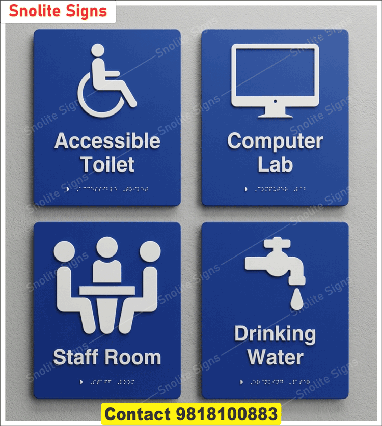 Buy Tactile Braille Signage for College, School Facility Signage With Braille, Accessible Toilet Braille Sign, Handicap Restroom Tactile Signage, Staff Room Braille Plate, Drinking Water Station Braille Sign, Custom Braille Sign Manufacturer