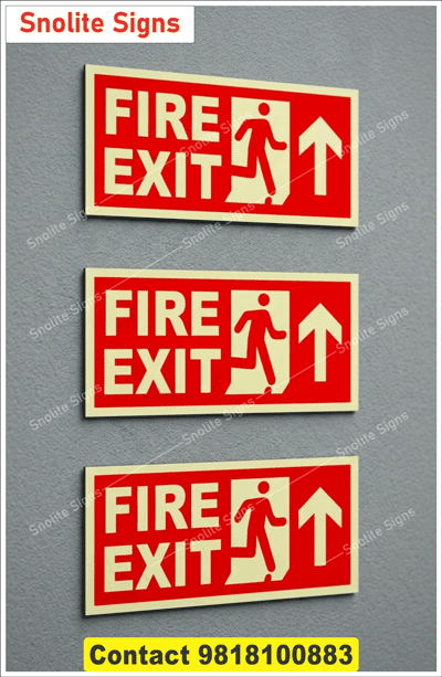 Glow in the Dark Red Fire Exit Signs, High-Visibility Red Fire Exit Signs,  Durable Emergency Signage, Fire Exit Signs for Offices, Factories, and Public Buildings, Purchase Bulk Fire Exit Signage in Odisha, Pvc Fire Exit Stickers