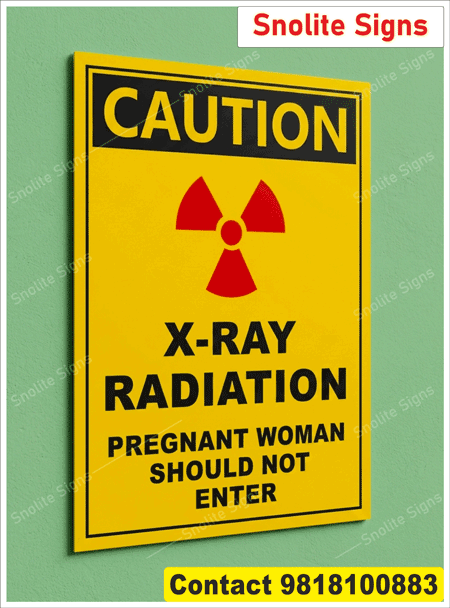 Buy Caution X-Ray Radiation Sign for NABH Hospital, Yellow Plastic Warning Signboard for Hospital & Clinics 12x18 Inch, OSHA Compliant X-Ray Radiation Warning Sign, Pregnant Women Do Not Enter Hospital Signage, Yellow X-Ray Radiation Caution Sign