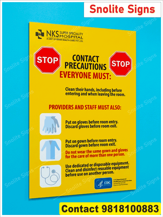 Buy Hospital Isolation Precautions Wall Posters for Staff, Downloadable CDC Hospital Infection Control Posters, Ppe Gown and Gloves Room Entry Protocol Sign, Required Signage for Hospitals, NABH Approved Hospital Signs